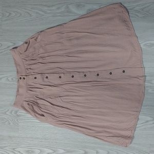Forever 21 Light Pink Button Down Skirt with Pockets and Elastic Waist, size med